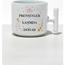 Qoeuyl Boutique Taçlı Prensesler Kasımda Doğar Baskılı Doğum Günü Hediyelik T Kulplu Latte Fincan Kupa Bardak