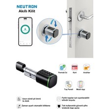 Neutron NTL-SC-02FKPB Parmak Izi, Anahtarlı, Tuşlu, Kartlı ve Uzaktan Kontrollü Akıllı Kapı Kilidi Siyah