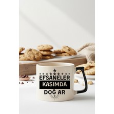 Qoeuyl Boutique Yıldızlı Efsaneler Kasımda Doğar Baskılı Doğum Günü Hediyelik Siyah D Kulplu Kupa Bardak