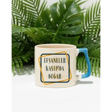 Qoeuyl Boutique Dörtgen Efsaneler Kasımda Doğar Baskılı Doğum Günü Hediyelik Mavi D Kulplu Kupa Bardak