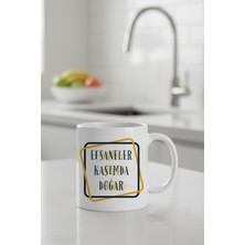 Qoeuyl Boutique Dörtgen Efsaneler Kasımda Doğar Baskılı Doğum Günü Hediyelik Kupa Bardak