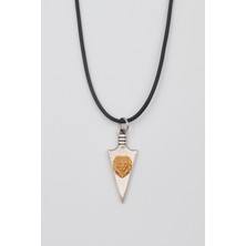 IDR Ok Ucu Aslan Kolye - PU Deri İp Zincirli Unisex Gümüş Kaplama Kolye - 60 cm