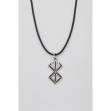 IDR Berserk Manga Marka İşareti Kolye - PU Deri İp Zincirli Unisex Gümüş Kaplama Anime Takı - 60 cm