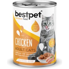 Techmrt Bestpet 400 gr x 12 Adet Yetişkin Kediler Için, Taze Tavuk Parça Etli ve Soslu Yaş Mama