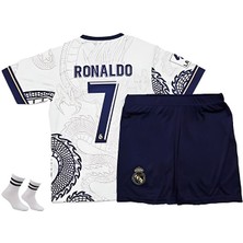 Legent Lady R.e.a.l M.a.d.r.i.d 2024/25 Yeni Sezon Dragon Desenli Ronaldo Çocuk Forması Şort Çorap White