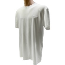 Cielore Erkek Nakış Işlemeli Regular Fit %100 Organik Pamuklu Örme Bisiket Yakalı Beyaz T-Shirt