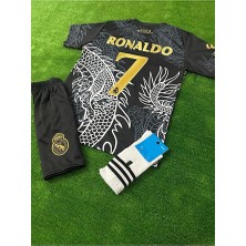 Legent Lady Real. Madrid. Ronaldo Dragon Desenli Özel Tasarım Çocuk Forması 3 Lü Set Black