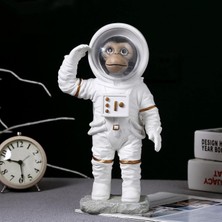 Elifeshop Modern Astronot Maymun Figür Biblo 13 cm Ev Ofis Masa Süsü Dekoratif Uzay Temalı Hediyelik Heykel