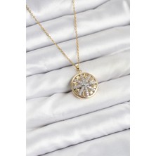 Clariss 316L Çelik Zincir Gold Renk Zirkon Taşlı Kadın Kolye