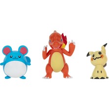 Amalfi Pokemon Battle 3'lü Figür Seti Kız Erkek Çocuk Oyuncak Eğitici Oyuncaklar