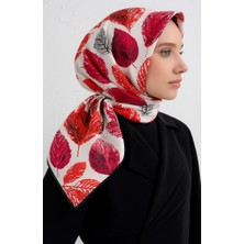 Vissona Tivil Ipek Eşarp 50934 - 1 Kırmızı Yaprak Desen