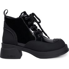 Zeytuk Siyah Casual Rugan Deri Kadın Bot