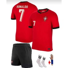 Legent Lady Portekiz C.ronaldo Çocuk Futbol Forması Kırmızı Hava Alabilen Polyester Kumaş Halısaha Forması