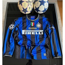 Legent Lady Inter/milan 2010 Şampiyonlar Ligi Finali Uzun Kol Retro Futbol Forması Baskılı Mavi