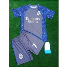 Legent Lady Cristiano Ronaldo Cr7 Real Özel Tasarım Grey/blue Çocuk Forması (Forma Şort Çorap)
