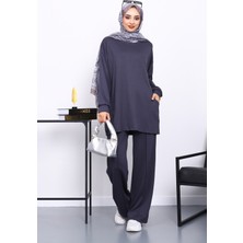 İmaj Butik Antrasit Yan Cepli Omuz Parçalı Alt Çımalı Modal Takım