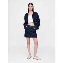 Gap Kadın Lacivert Denim Mini Etek