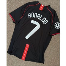Legent Lady C.ronaldo #7 United 2007/08 Retro Siyah Kısa Kol Futbol Forması Özel Forma Kumaşı