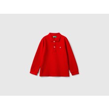 United Colors Of Benetton Erkek Bebek Kırmızı Logolu Polo T-Shirt