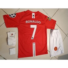 Legent Lady Ronaldo Manchester United Kırmızı Çocuk Forma 4 Lü Set. Forma+Şort+Çorap+Bileklik