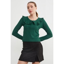 FullaModa Bebe Yaka Bürümcük Kumaş Bluz