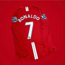 Legent Lady C.ronaldo #7 United 2007-08 Retro Kırmızı Uzun Kol Futbol Forması Özel Forma Kumaşı