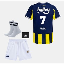 Legent Lady Fênerbâhçe 25-26 Sezon Çubuklu Fred 7 Çocuk Futbol Forması 4 Lü Set