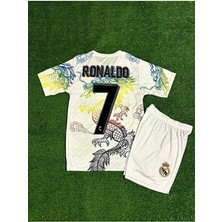 Legent Lady Real Madrid Cristiano Ronaldo Ejderha Desenli Çocuk Forması (Beyazyeni) 4'lü Set