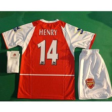 Legent Lady Arsenal Thierry Henry Kırmızı Retro Çocuk Forma 3 Lü Set. Forma+Şort+Çorap