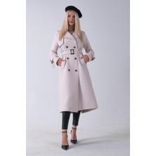 Feminist Taş Beli Kemerli Düğme Kapamalı Kapitone Desenli Trenç 44520205.50