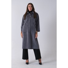 Feminist Gri Bebe Yaka Çift Cepli Kaban 31050686.06