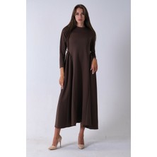 Feminist Kahve Bisiklet Yaka Scuba Tesettür Elbise 4593445.05