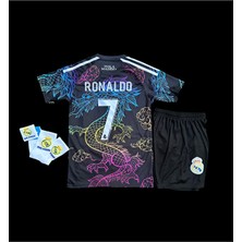 Legent Lady Cristiano Ronaldo 2025/26 Real Madrid Ejderha Desenli Çocuk Forması 4'lü Set (Armalı New)