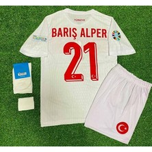 Legent Lady Türkiye Euro 2024 Barış Alper 21 Numara Çocuk 4'lü Set Hediyeli Beyaz Milli Takım Forması