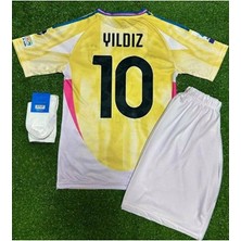 Legent Lady Kenan Yıldız 10 Juventus 2023/2024 Yeni Sezon Deplasman Çocuk Futbol Forması Çorap Hediye Sarı