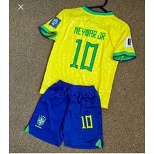 Legent Lady Brezilya Neymar Jr 10 Sarı Iç Saha Çocuk Forması 4'lü Set