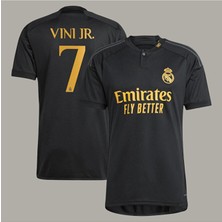 Legent Lady 'real-Madrid-Cf' Vinicius Vini Jr 7 Numara Siyah Düğmeli Deplasman Özel Tasarım Futbol Forması