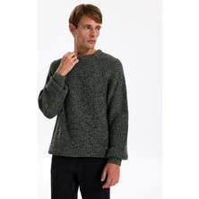 Jeep Bisiklet Yaka Relaxed Düz Haki Erkek Kazak J4WM-KZK4450