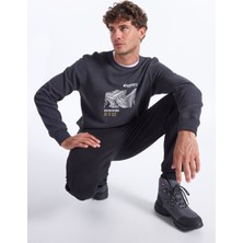 Discovery Expedition D5WM-SWT3827 Antrasit Melanj Bisiklet Yaka Relaxed Baskılı Erkek Sweatshırt