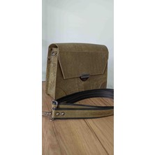 Matruşka Deri Sanat Tasarım Gerçek Deri Pueblo Haki Kol Çantası