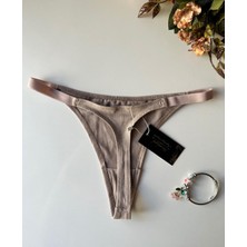 Intive Lingerie Perra Kadın %97 Pamuklu Günlük Kullanım Tanga (Siyah-Vizon)