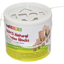 paraply CS-8832 Natural Ahşap Blok Seti 50 Parça -Chiva Kız Erkek Çocuk Oyuncak Eğitici Oyuncaklar