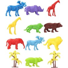 OMZ 669 Toy Play 12 Parça Renkli Mini Vahşi Hayvanlar Figür Seti 4-6cm Kız Erkek Çocuk Oyuncak Eğitici O