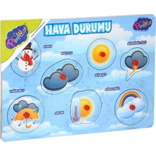OMZ Ahşap Tutmalı Hava Durumu Puzzle Kız Erkek Çocuk Oyuncak Eğitici Oyuncaklar
