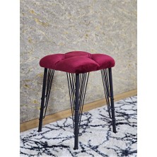 Zafir Kare Siyah Boyalı Telli Ayaklı Tabure - Oturak - Bar Taburesi - Ayaklı Tabure Bordo Renk 33 x 48 Boyut/ebat