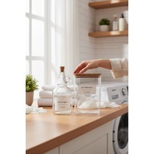 Zeze Desing Ahşap Kapaklı Toz Deterjan Kavanozu 2000ML-YUMUŞATICI Şişesi Mantar Kapak 1000ML