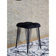 Zafir Kare Siyah Boyalı Telli Ayaklı Tabure - Oturak - Bar Taburesi - Ayaklı Tabure Siyah Renk 33 x 48 Boyut/ebat