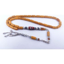 İskeçe Tesbih Şevket Alkan Usta Eseri Gümüş Nakkaşlı Fransız Galalit Sertfikalı 8676