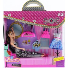 paraply Siyah Çizgili Tulumlu Aksesuarlı Moda Bebek TX856 Kız Erkek Çocuk Oyuncak Eğitici Oyuncaklar