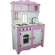 paraply ÇG39 Okutan, Ahşap Çocuk Mutfağı Pembe Pencereli Kız Erkek Çocuk Oyuncak Eğitici Oyuncaklar